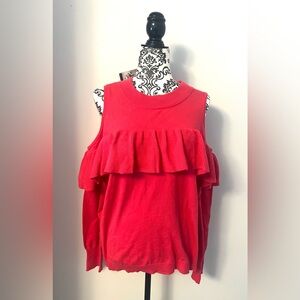 Sofia by Sofia Vergara Ruffled Cold Shoulder Top - Fuchsia